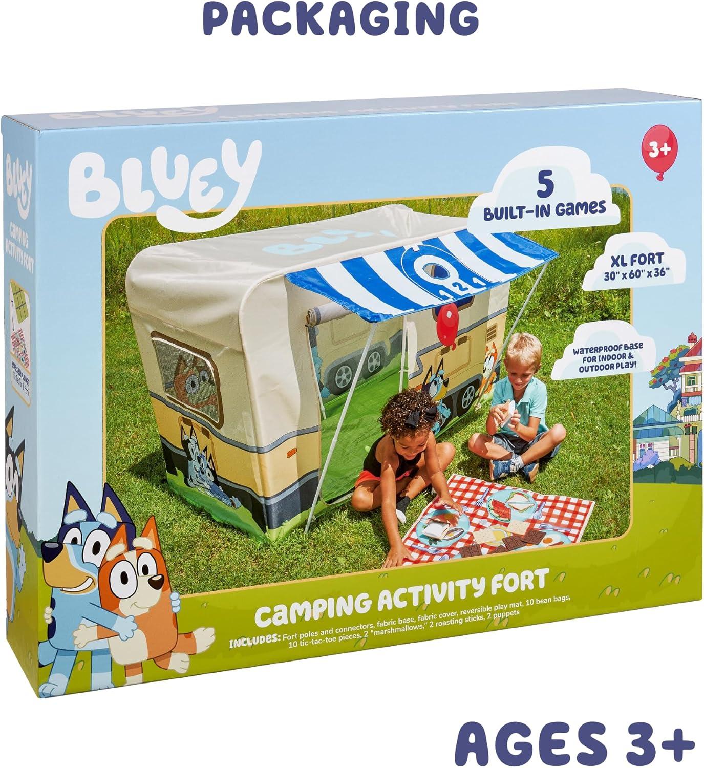 imageBLUEY Camping Activity Fort Indoor and Outdoor Play House Toy for Kids Includes Five Activities a Puppet Theater and Working Light