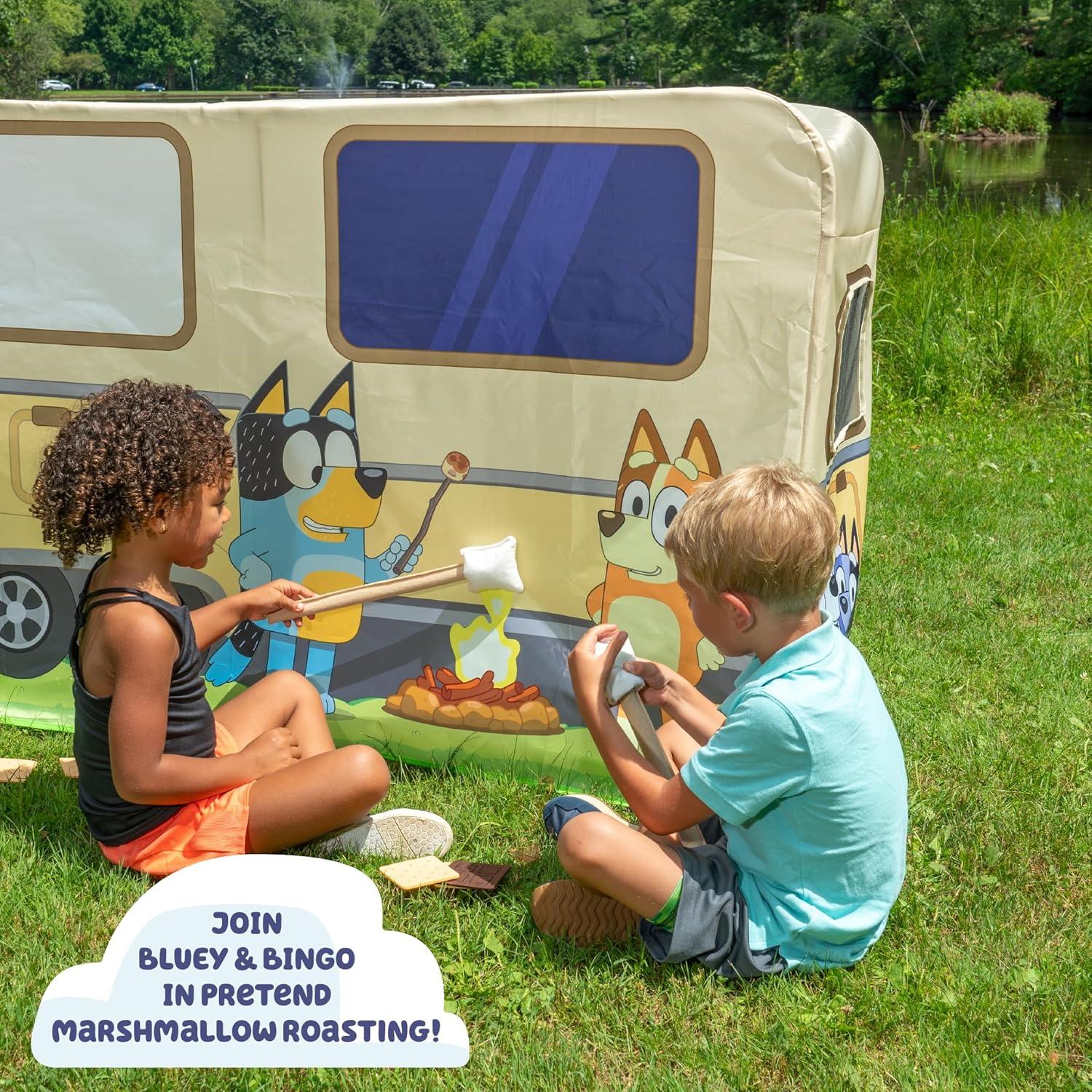 imageBLUEY Camping Activity Fort Indoor and Outdoor Play House Toy for Kids Includes Five Activities a Puppet Theater and Working Light