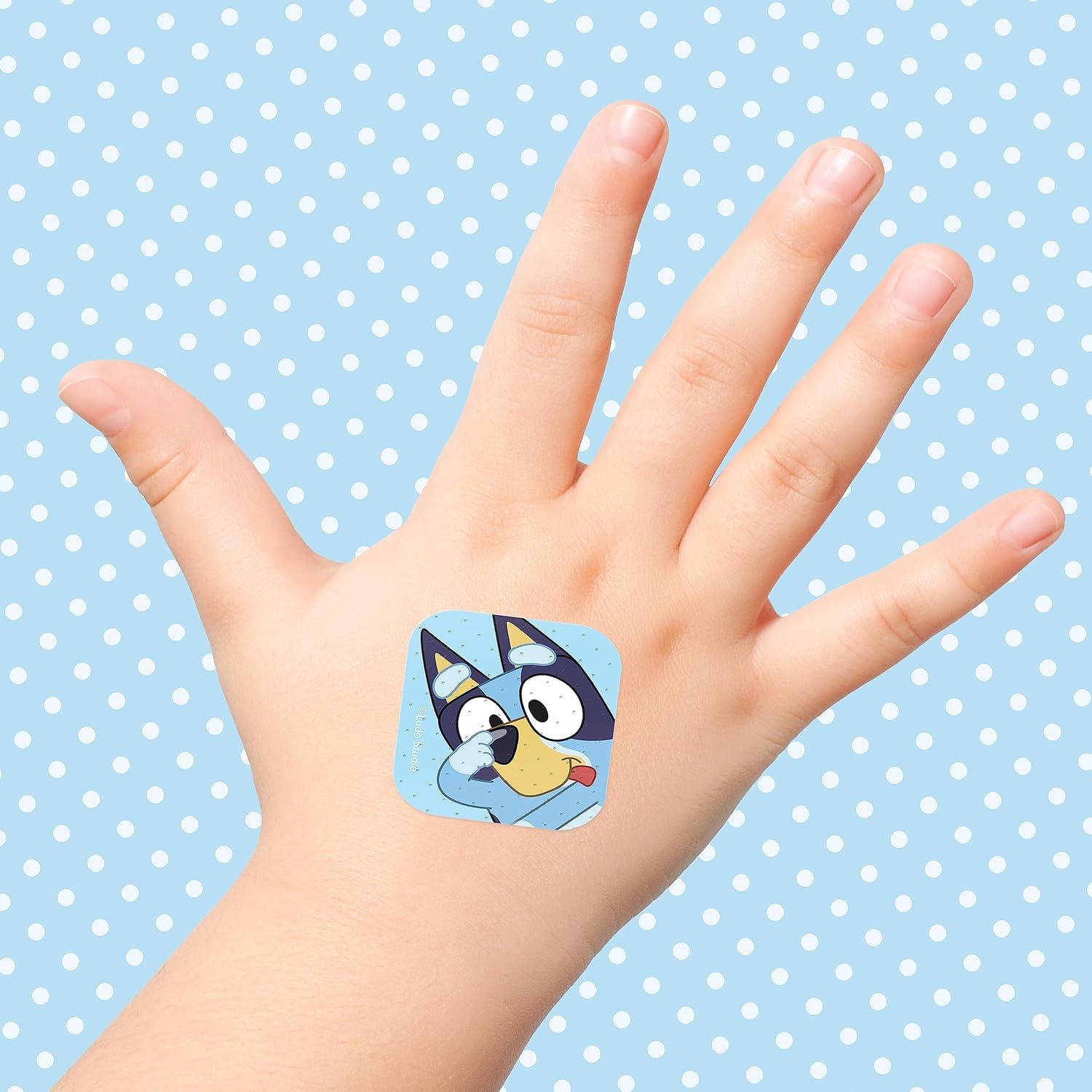 imageBluey Kids Bandages 3 Assorted Sizes 100 CT Wear Like Stickers Flexible Adhesive Bandages for Minor Cuts Scrapes and Burns Great Gift idea and Stocking Stuffer