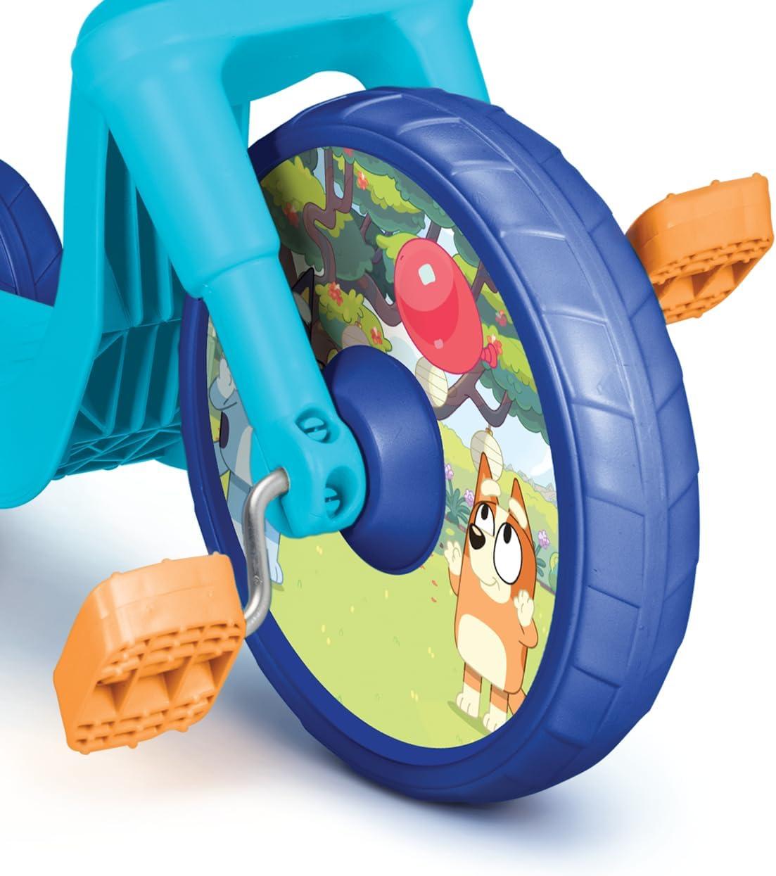 imageBluey Kids RideOn 10quot Fly Wheels Junior Cruiser Tricycle with Sounds Toddler Bike Trike Ages 1836M for Kids 3335 Tall 35 lbs Weight Limit
