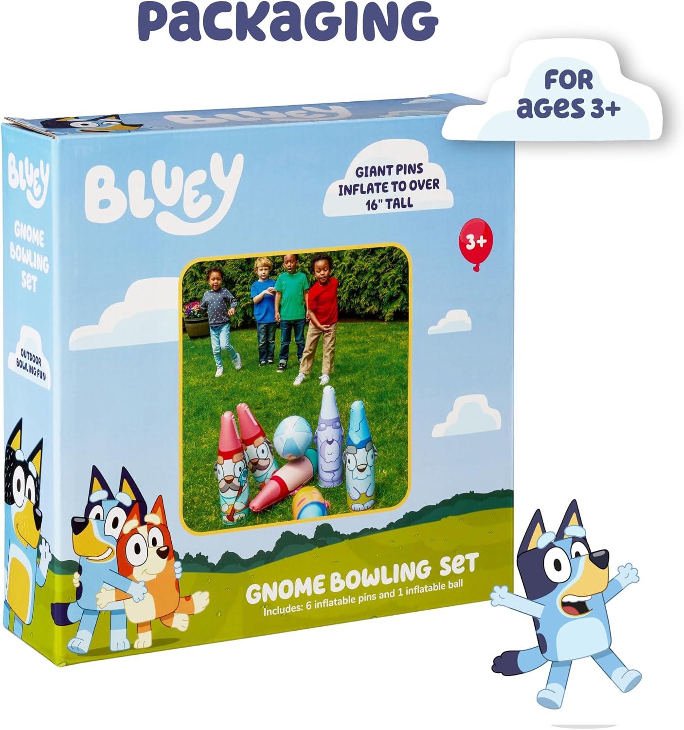 imageLittle Kids BLUEY Inflatable Bowling Set Indoor Outdoor Kids Bowling Set 6 Pins and Ball Christmas Birthday Party Games Kids Education Motor Skills Toys