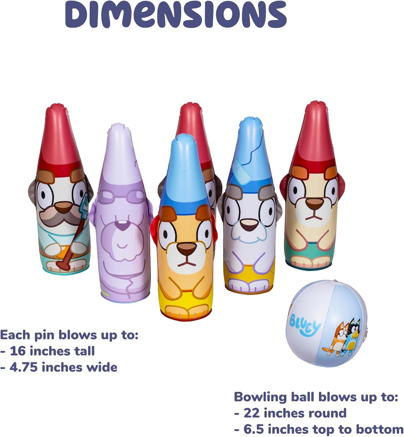 imageLittle Kids BLUEY Inflatable Bowling Set Indoor Outdoor Kids Bowling Set 6 Pins and Ball Christmas Birthday Party Games Kids Education Motor Skills Toys