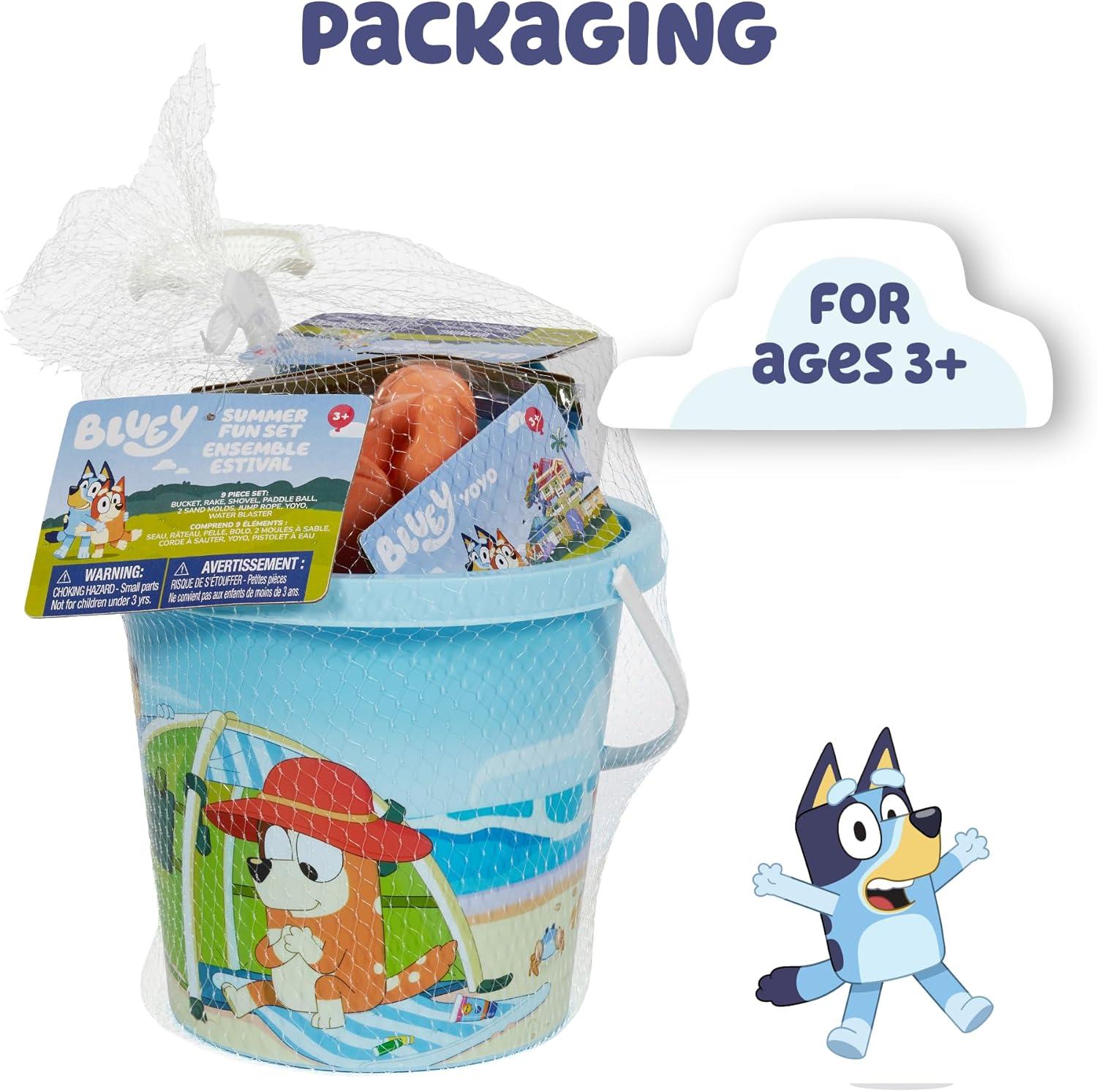 imageLittle Kids Bluey Beach Toys Set 9pc Sand Toys ampamp Beach Bucket Ages 310