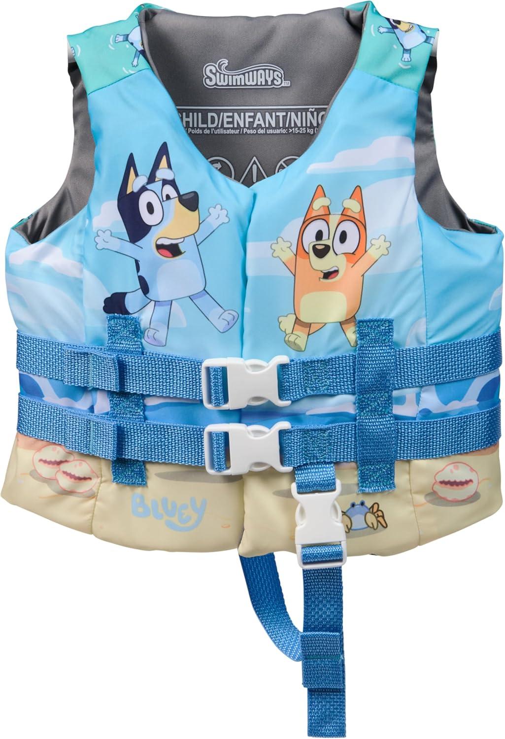 imageSwimWays Bluey Life Jacket US Coast Guard Approved Kids Swim Vest 3355 lbs Bluey