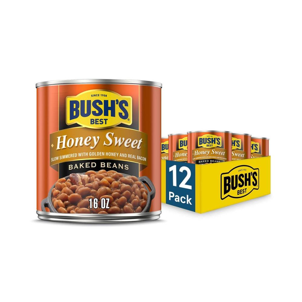 imageBUSHS BEST 158 oz Canned Bluey Original Baked Beans Source of Plant Based Protein and Fiber Low Fat Gluten Free Bluey Pack of 12Honey Sweet