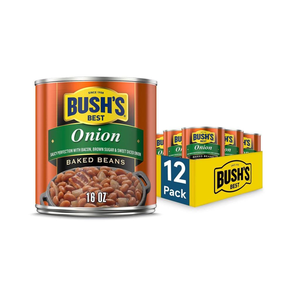 imageBUSHS BEST 158 oz Canned Bluey Original Baked Beans Source of Plant Based Protein and Fiber Low Fat Gluten Free Bluey Pack of 12Onion