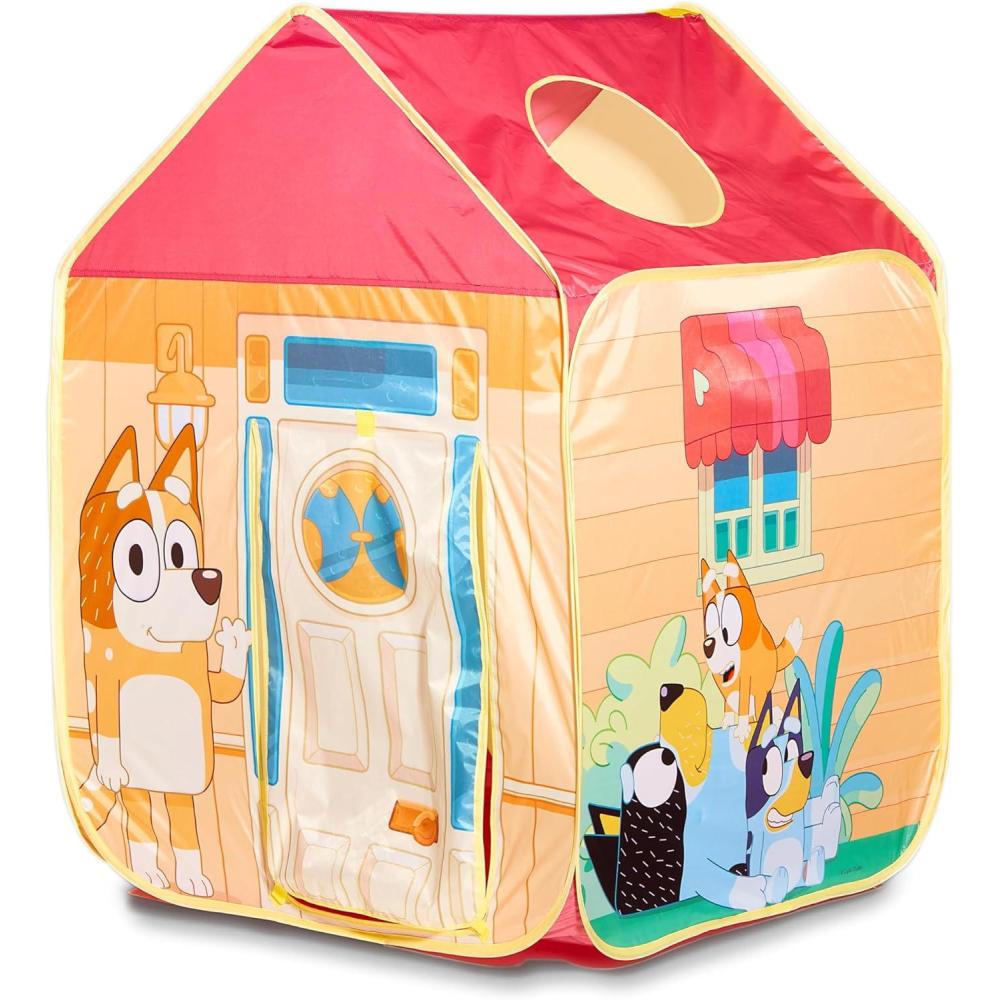 imageBluey Heeler 4WD PopUp Tent for Kids Easy Storage Pop Up Play Tent with Door Windscreen ampamp Peep Window Outdoor Toddler Playhouse for Ages 2Play Tent