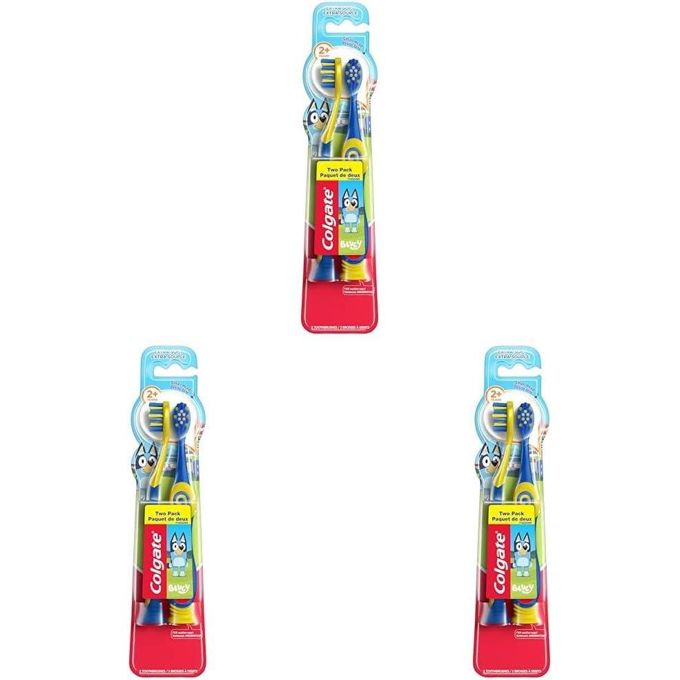imageColgate Bluey Extra Soft Toothbrush for Kids Kids Toothbrush Pack with Built in Suction Cup Toothbrush Holder Designed for Children Ages 2 and Up Extra Soft Bristles 2 Pack2 Count Pack of 3