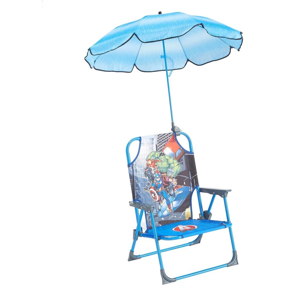 imageIdea Nuova Bluey Kids Outdoor Folding Beach Chair with UmbrellaPortable Camp Chair for Ages 3 Lightweight ampamp Compact for Beach Camping and BackyardAvengers