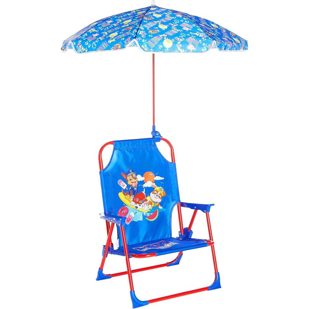 imageIdea Nuova Bluey Kids Outdoor Folding Beach Chair with UmbrellaPortable Camp Chair for Ages 3 Lightweight ampamp Compact for Beach Camping and BackyardPaw Patrol