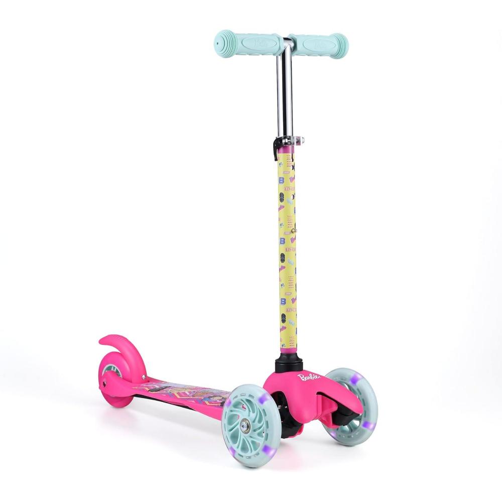 imageSelf Balancing Kick Scooter with Light Up Wheels Extra Wide Deck 3 Wheel Platform Foot Activated Brake 75 lbs Limit Kids ampamp Toddlers Girls or Boys for Ages 3 and UpBarbie