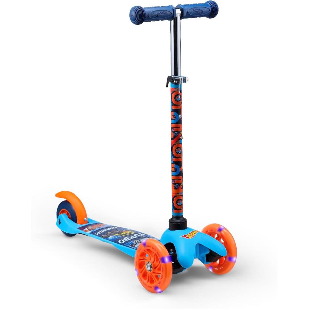 imageSelf Balancing Kick Scooter with Light Up Wheels Extra Wide Deck 3 Wheel Platform Foot Activated Brake 75 lbs Limit Kids ampamp Toddlers Girls or Boys for Ages 3 and UpHot Wheels