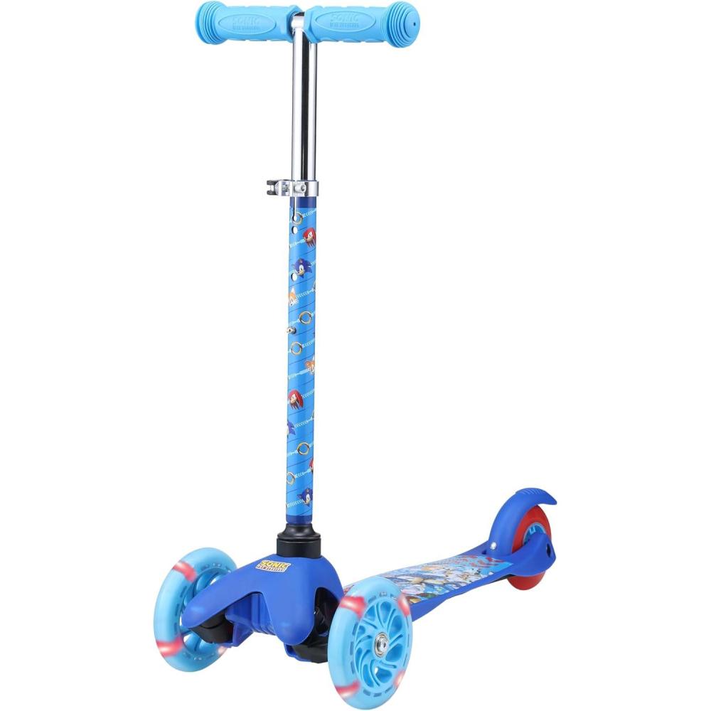 imageSelf Balancing Kick Scooter with Light Up Wheels Extra Wide Deck 3 Wheel Platform Foot Activated Brake 75 lbs Limit Kids ampamp Toddlers Girls or Boys for Ages 3 and UpSonic