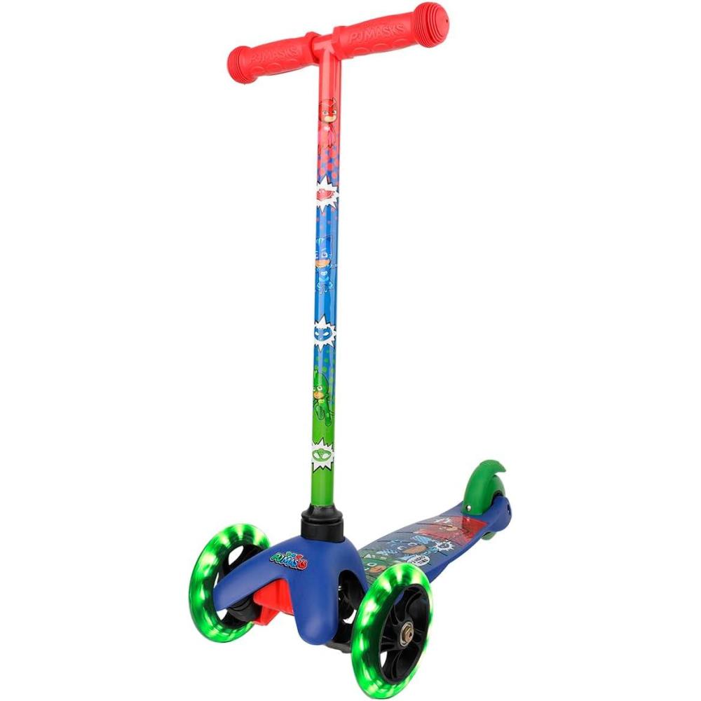 imageSelf Balancing Kick Scooter with Light Up Wheels Extra Wide Deck 3 Wheel Platform Foot Activated Brake 75 lbs Limit Kids ampamp Toddlers Girls or Boys for Ages 3 and UpPJ Mask