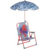 Idea Nuova Bluey Kids Outdoor Folding Beach Chair with Umbrella,Portable Camp Chair for Ages 3+, Lightweight & Compact for Beach, Camping, and Backyard(Spiderman)