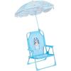 Idea Nuova Bluey Kids Outdoor Folding Beach Chair with Umbrella,Portable Camp Chair for Ages 3+, Lightweight & Compact for Beach, Camping, and Backyard(Bluey)