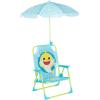 Idea Nuova Bluey Kids Outdoor Folding Beach Chair with Umbrella,Portable Camp Chair for Ages 3+, Lightweight & Compact for Beach, Camping, and Backyard(Baby Shark)