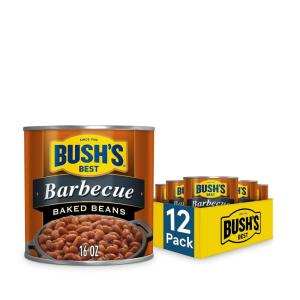 BUSH’S BEST 15.8 oz Canned Bluey Original Baked Beans, Source of Plant Based Protein and Fiber, Low Fat, Gluten Free, (Bluey), (Pack of 12)(Barbecue)