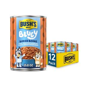 BUSH’S BEST 15.8 oz Canned Bluey Original Baked Beans, Source of Plant Based Protein and Fiber, Low Fat, Gluten Free, (Bluey), (Pack of 12)(Bluey)