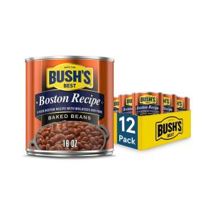 BUSH’S BEST 15.8 oz Canned Bluey Original Baked Beans, Source of Plant Based Protein and Fiber, Low Fat, Gluten Free, (Bluey), (Pack of 12)(Boston Recipe)