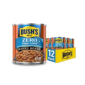 BUSH’S BEST 15.8 oz Canned Bluey Original Baked Beans, Source of Plant Based Protein and Fiber, Low Fat, Gluten Free, (Bluey), (Pack of 12)(Zero Sugar Added)