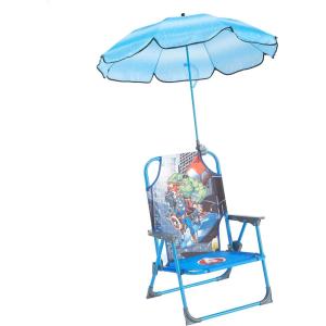 Idea Nuova Bluey Kids Outdoor Folding Beach Chair with Umbrella,Portable Camp Chair for Ages 3+, Lightweight & Compact for Beach, Camping, and Backyard(Avengers)