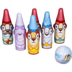 Little Kids BLUEY Inflatable Bowling Set | Indoor Outdoor Kids Bowling Set | 6 Pins and Ball | Christmas Birthday Party Games, Kids Education Motor Skills Toys