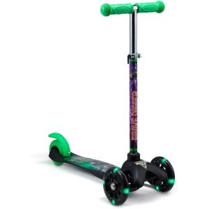 Self Balancing Kick Scooter with Light Up Wheels, Extra Wide Deck, 3 Wheel Platform, Foot Activated Brake, 75 lbs Limit, Kids & Toddlers Girls or Boys, for Ages 3 and Up(Monster Jam)