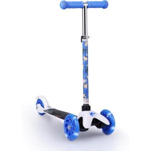 Self Balancing Kick Scooter with Light Up Wheels, Extra Wide Deck, 3 Wheel Platform, Foot Activated Brake, 75 lbs Limit, Kids & Toddlers Girls or Boys, for Ages 3 and Up(Jurassic Park)