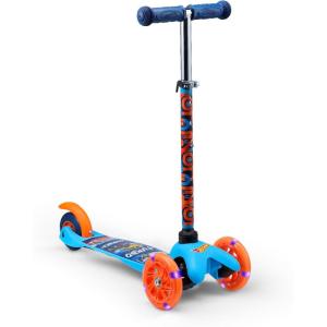 Self Balancing Kick Scooter with Light Up Wheels, Extra Wide Deck, 3 Wheel Platform, Foot Activated Brake, 75 lbs Limit, Kids & Toddlers Girls or Boys, for Ages 3 and Up(Hot Wheels)