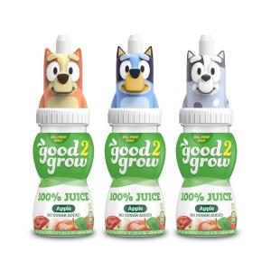 good2grow Apple Juice – 100% Juice Drinks for Kids, Fruit Juice No Sugar Added, 6 Fl Oz Juice Bottles with Spill-Proof Bluey Character Tops (3 Pack)(Bluey)