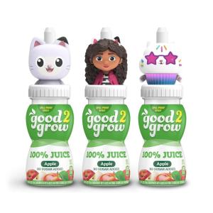 good2grow Apple Juice – 100% Juice Drinks for Kids, Fruit Juice No Sugar Added, 6 Fl Oz Juice Bottles with Spill-Proof Bluey Character Tops (3 Pack)(Gabby’s Dollhouse)