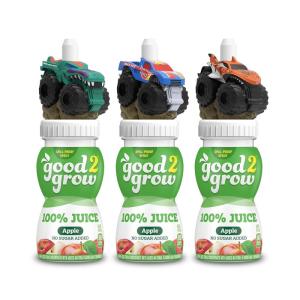 good2grow Apple Juice – 100% Juice Drinks for Kids, Fruit Juice No Sugar Added, 6 Fl Oz Juice Bottles with Spill-Proof Bluey Character Tops (3 Pack)(Hot Wheels)