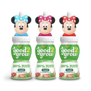 good2grow Apple Juice – 100% Juice Drinks for Kids, Fruit Juice No Sugar Added, 6 Fl Oz Juice Bottles with Spill-Proof Bluey Character Tops (3 Pack)(Minnie Mouse)