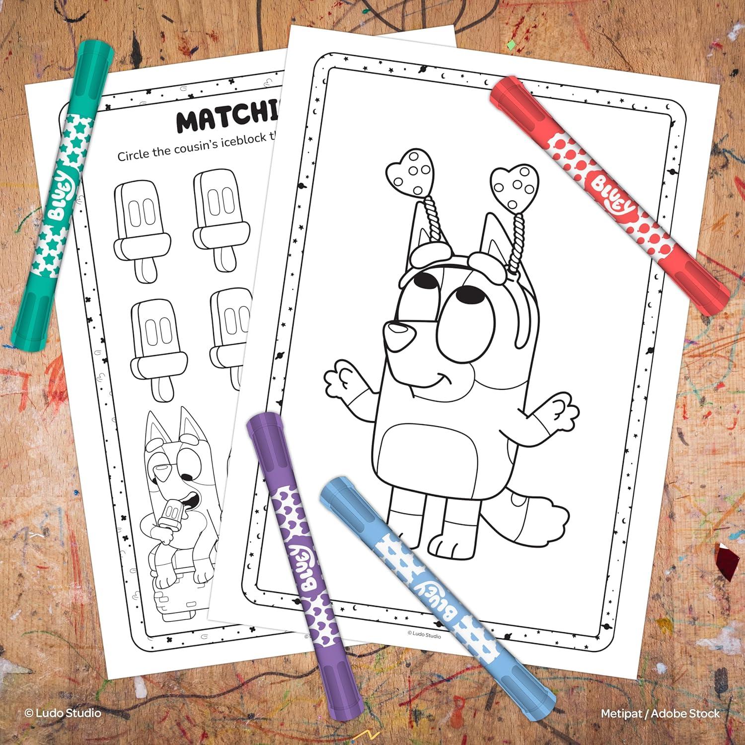 imageBluey Coloring Book Includes Stamper Markers and Stickers 48 Pages Coloring Fun with Bluey and Friends Creative Kids Activity Book by Bendon