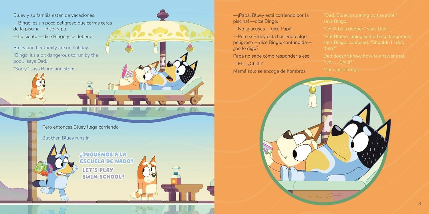 imageBluey Swim SchoolEscuela de nado Bilingual EnglishSpanish Edition Un libro bilinge