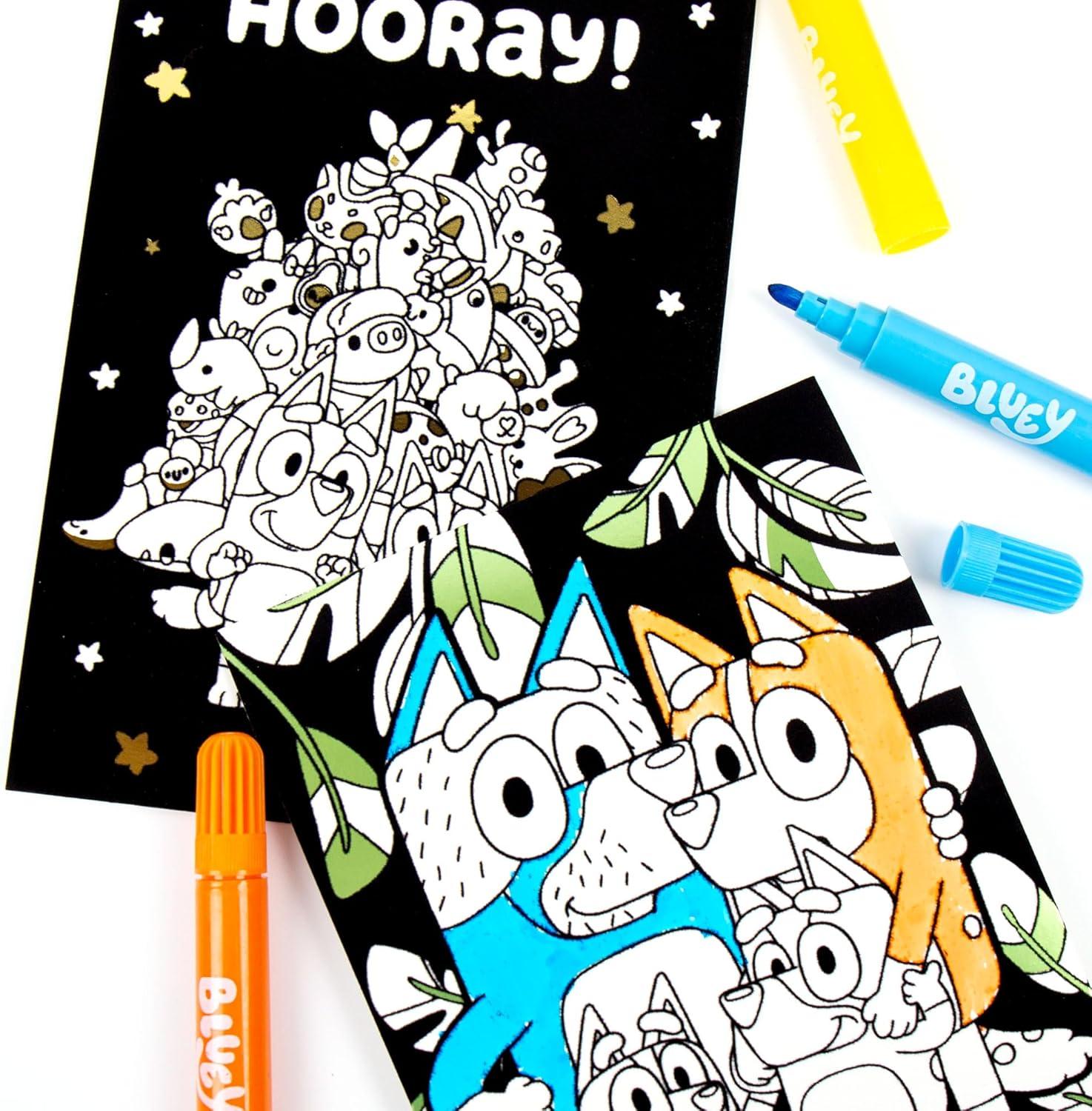 imageBluey Ultimate Activity Backpack 10 Activities Includes Backpack with 4 Sticker Suncatchers with 4 Suction Cups 4 Surprise Scratch Arts 2 Velvits Posters 1 Coloring Roll 4 Markers Kid Gifts