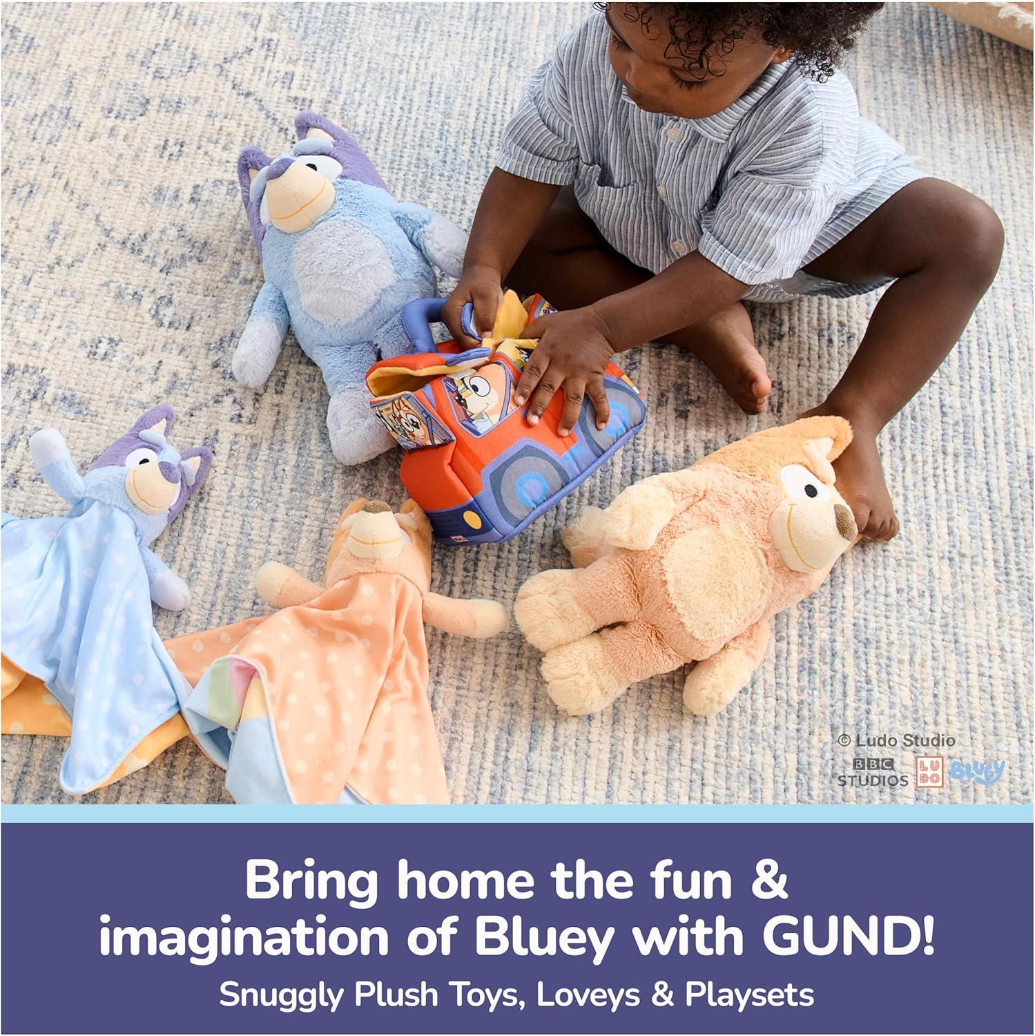 imageGUND Bluey Sustainably Soft Plush Lovey Made with Recycled Materials Baby Blanket with Stuffed Animal Blue 13