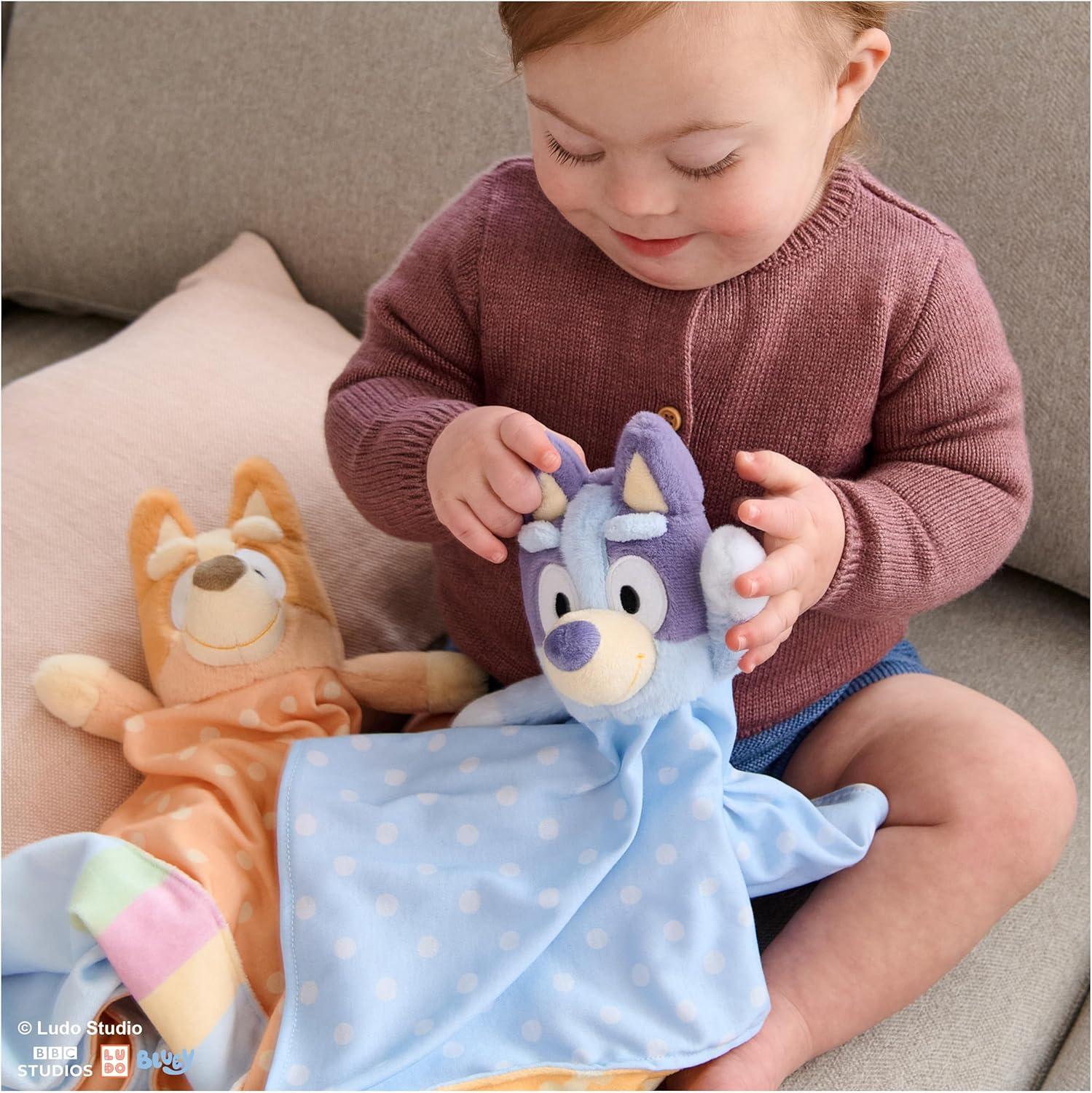 imageGUND Bluey Sustainably Soft Plush Lovey Made with Recycled Materials Baby Blanket with Stuffed Animal Blue 13