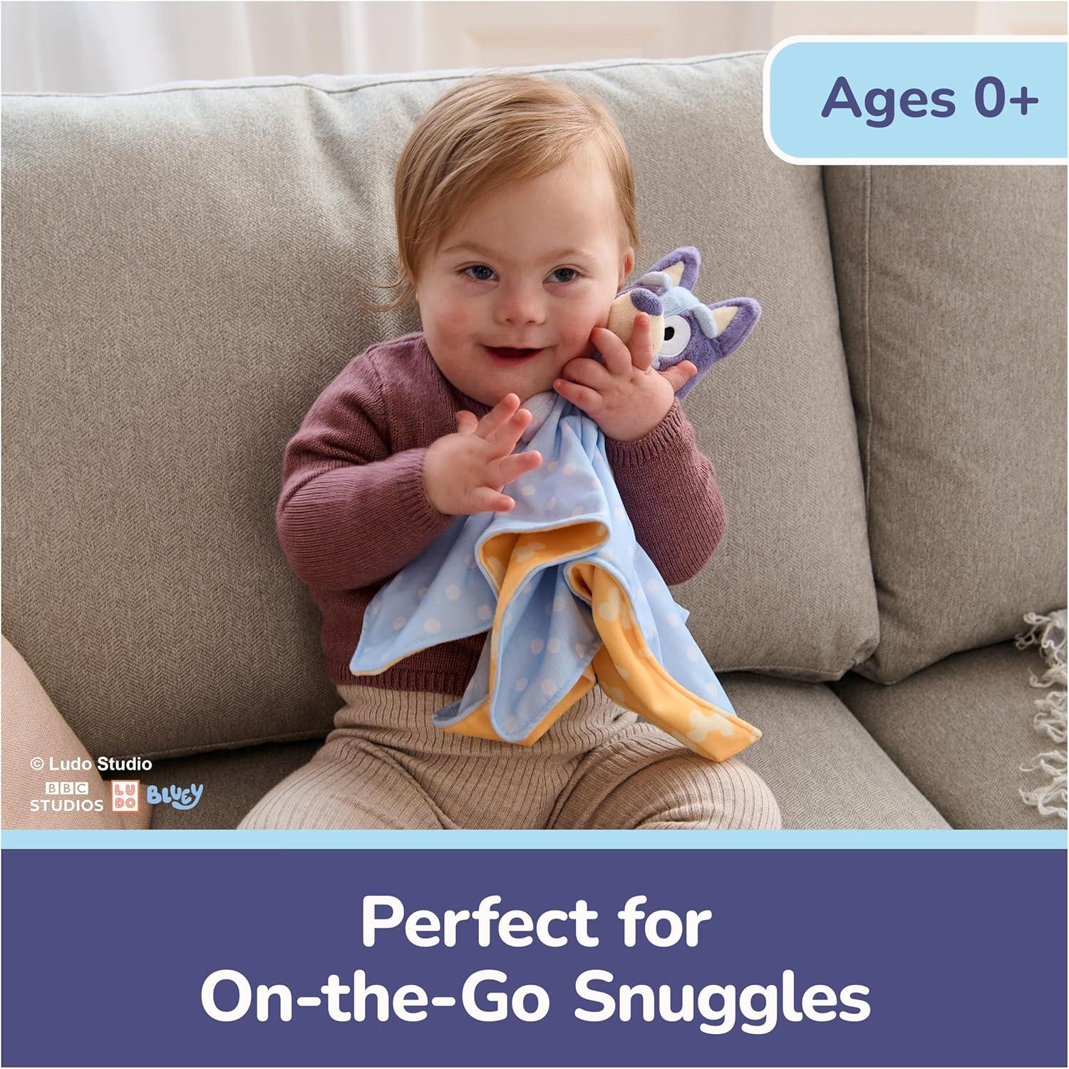 imageGUND Bluey Sustainably Soft Plush Lovey Made with Recycled Materials Baby Blanket with Stuffed Animal Blue 13
