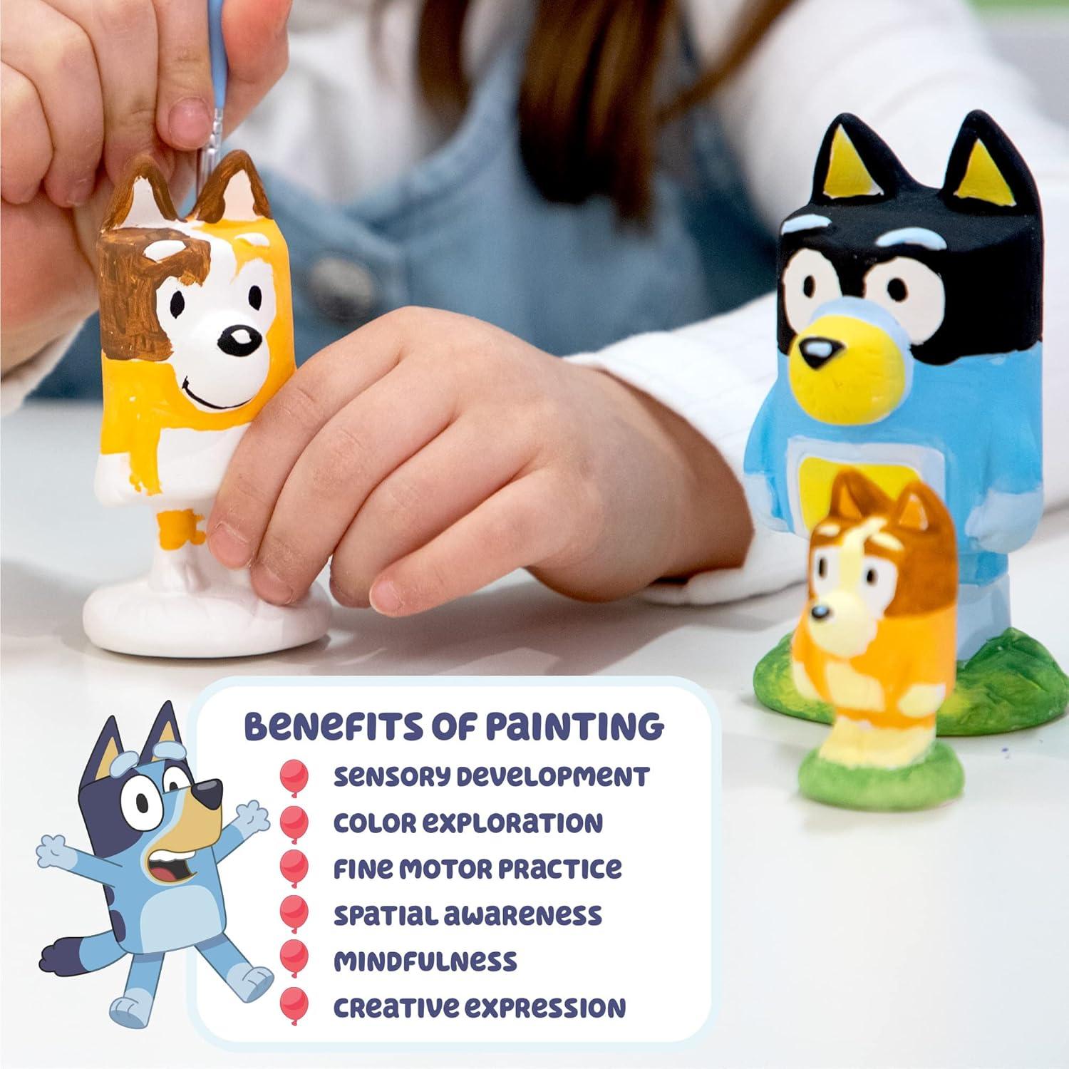 imageHorizon Group USA Bluey Paint Your Own Figurines Ceramic and Bingo Figurines for Kids to Paint Fun Painting Kit Creative Toys for Kids Great for Birthday Parties ampamp SleepoversMulti
