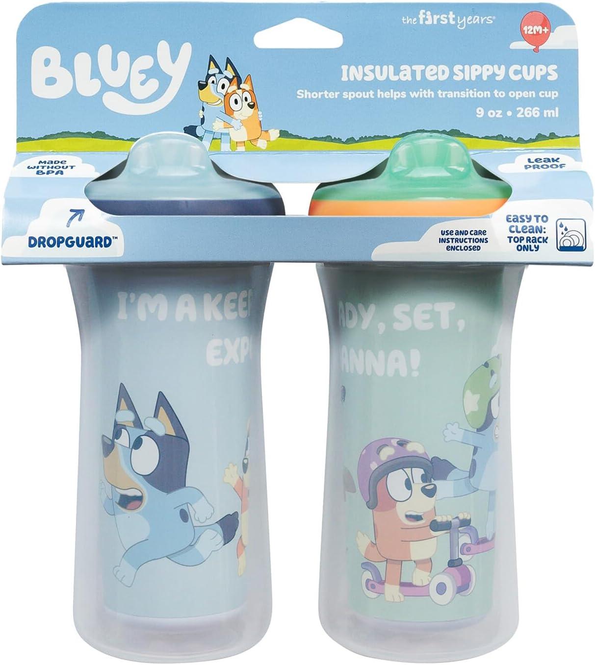 imageThe First Years Bluey Insulated Sippy Cups Dishwasher Safe Spill Proof Toddler Cups Ages 12 Months and Up 9 Ounces 2 Count2 Count Pack of 1