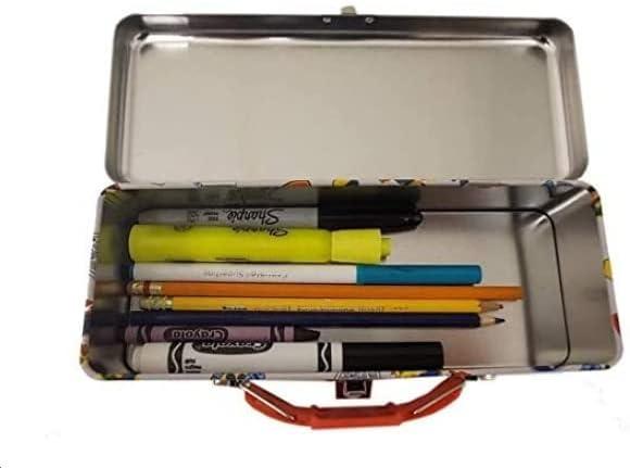 imageThe Tin Box Company Bluey Pencil Box with Handle Clasp ampamp Hinge Model 47940712 Pencil Box with Handle 838 x 338 x 214quotD with hinge and claspBluey
