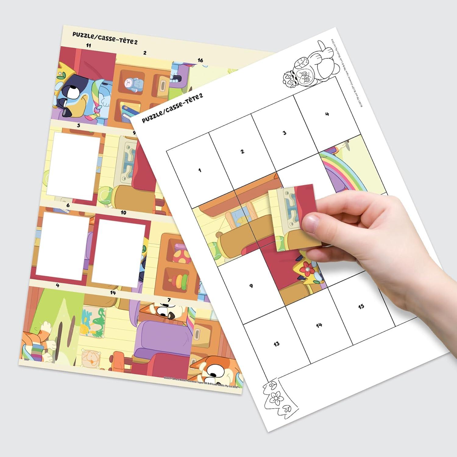 imageTrends International Bluey Bandit and Chilli Adventures Sticker Puzzle Pack 12 Puzzles 4 Boards Multicolor Beginner Ages 3