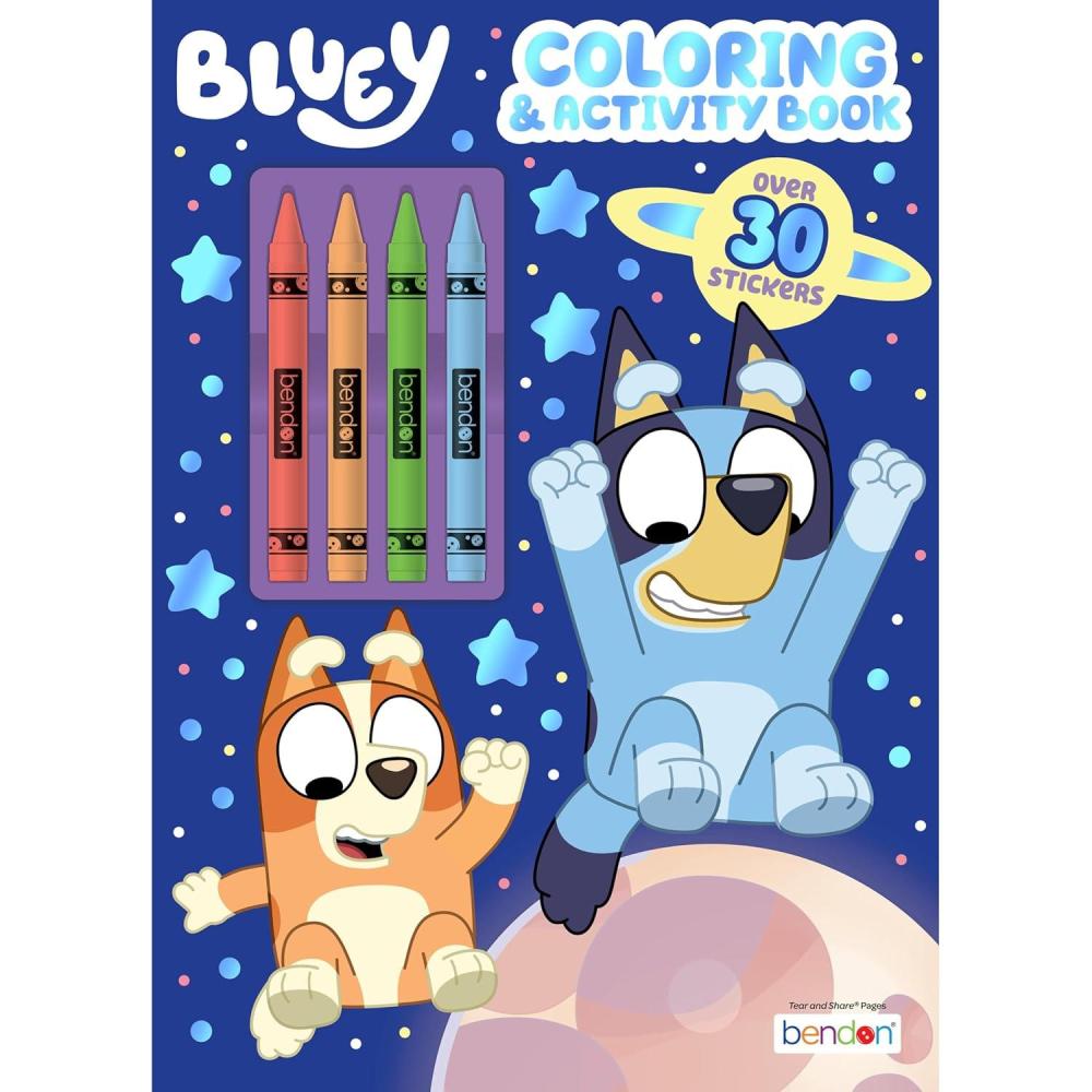 imageBluey Coloring Book with Crayons and Stickers Kids Activity Book Featuring Bluey and Bingo 48 Bluey Activity Pages Fun OntheGo Coloring Gift Set for Kids by Bendon