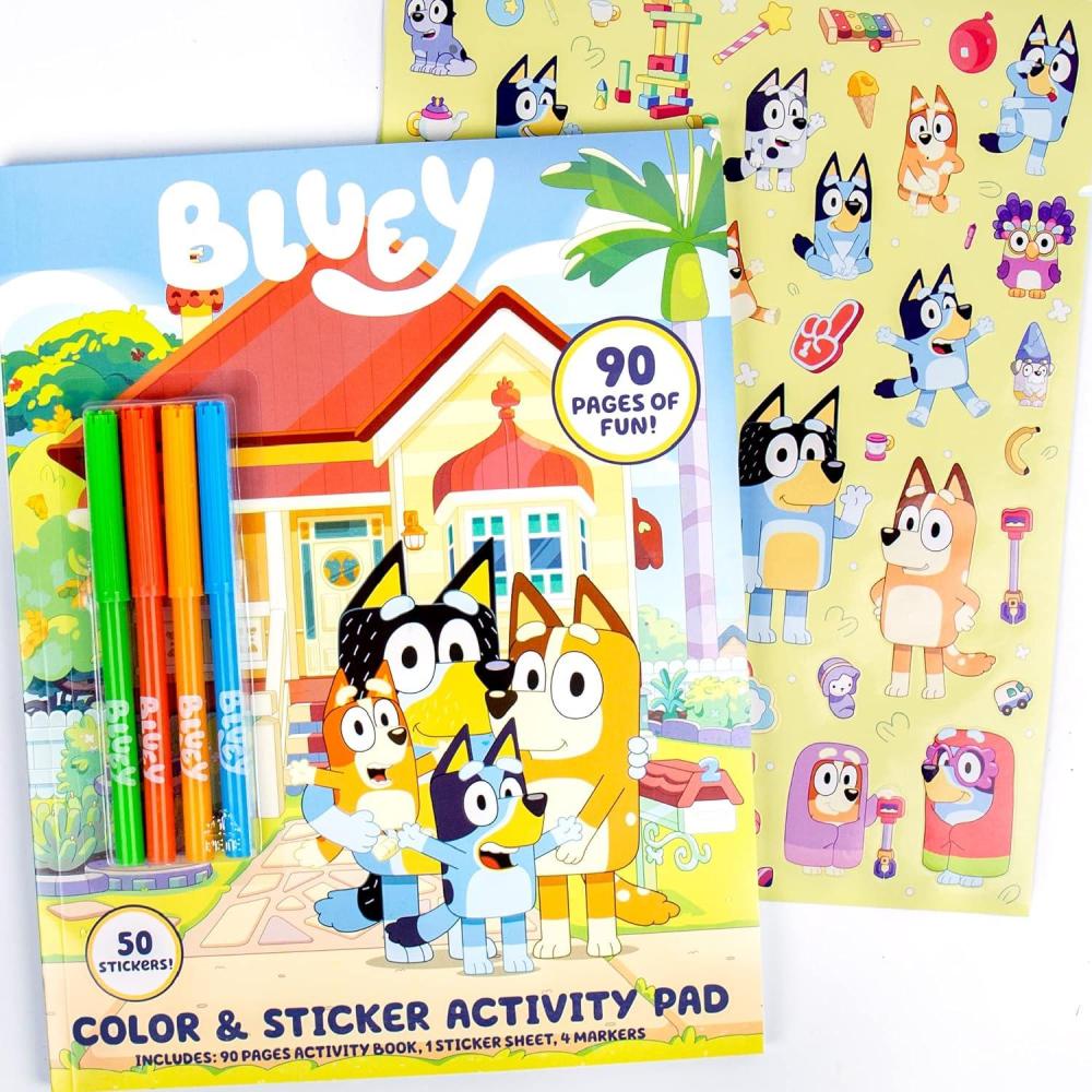 imageBluey Coloring ampamp Activity Book Coloring Book Activity for Kids Ages 3 ampamp Up Includes Stickers for KidsBluey Coloring Activity Book
