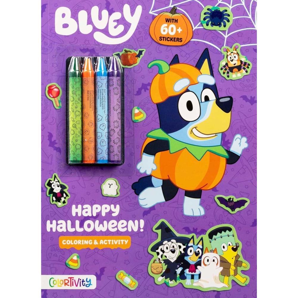 imageBluey Colortivity Happy Halloween Color ampamp Activity with Crayons