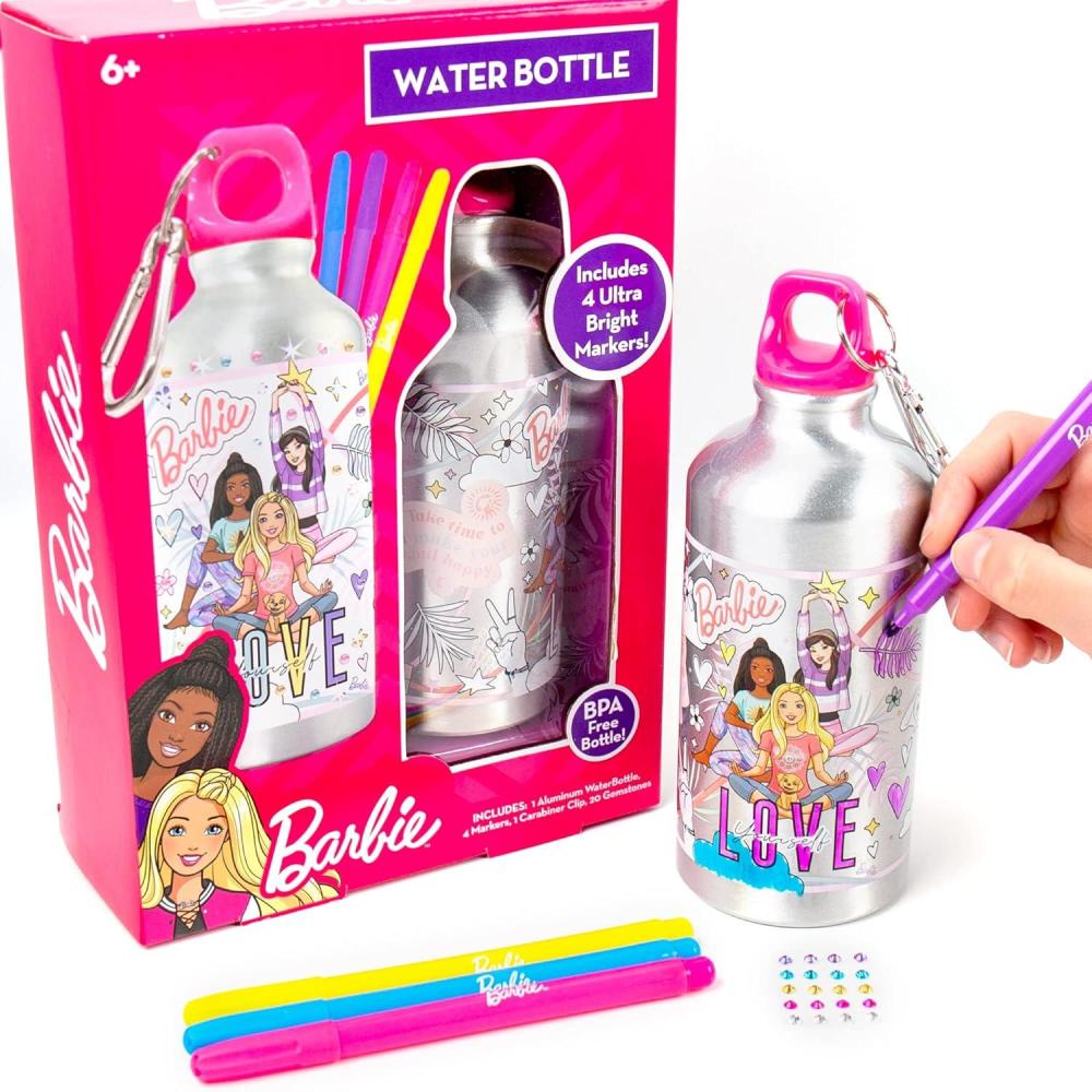 imageBluey Decorate Your Own Water Bottle Repositionable Stickers Great For Bluey Birthday Parties Summer Sports and More Reusable BPAFree Water Bottle for Kids Ages 3 4 5 6Barbie