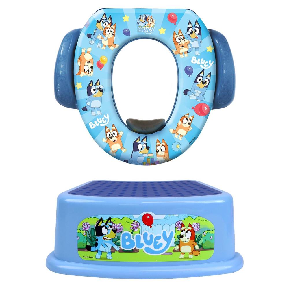 imageBluey Potty Training Set 2 pieces combine soft potty seat and a nonslip step stool for toddlers and kids potty training with fun Bluey characters