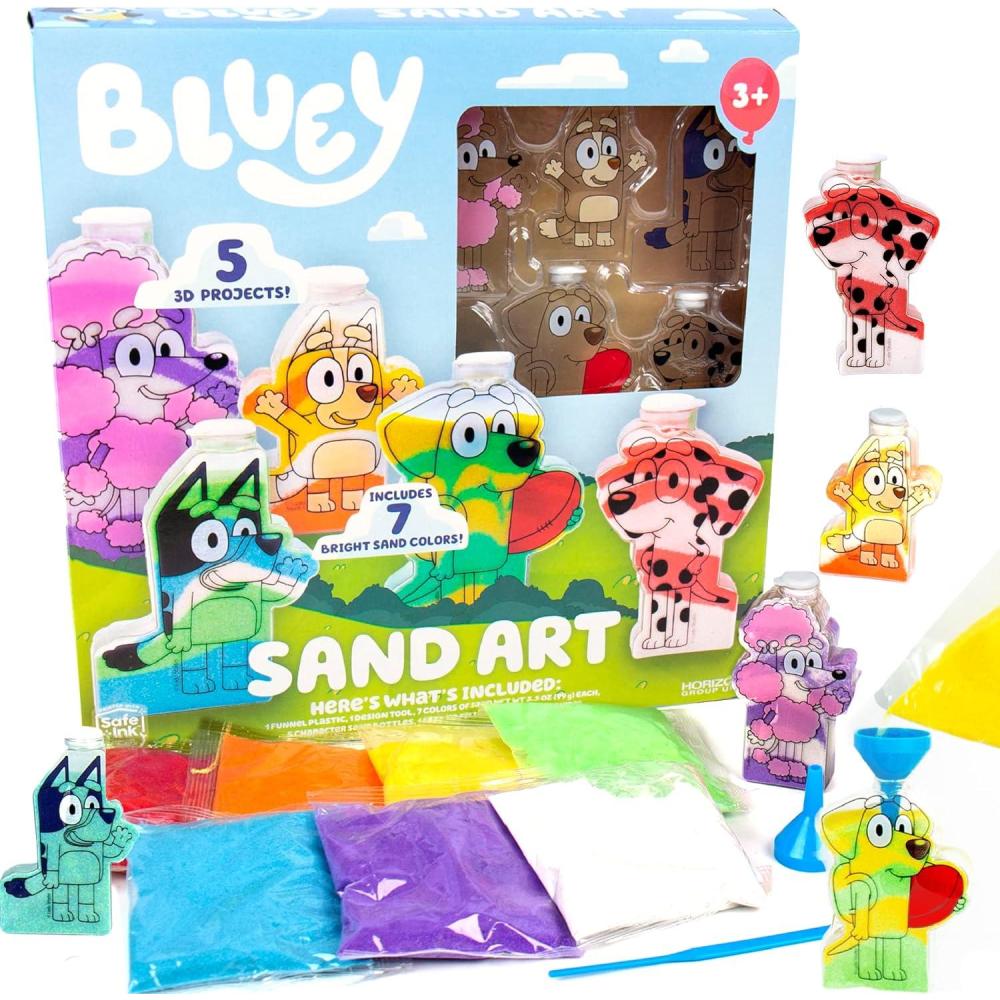 imageBluey Sand Art Kit Includes 5 Sand Art Bottles ampamp 7 Colored Sands Create Your Own Sand Art DIY Kit Fun Art Project for Kids Aged 6